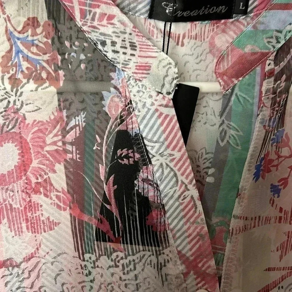 CREATION SM&MED colorful floral sheer gauze beach cover  maxi dress.sleeveless - Picture 7 of 16